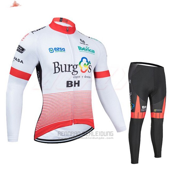 2020 Fahrradbekleidung Burgos BH Wei und Rot Trikot Langarm und Tragerhose